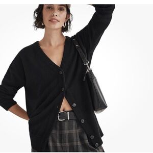 Madewell Black Cotton V Neck Relaxed Fit Cardigan Women’s Size M Minimalist